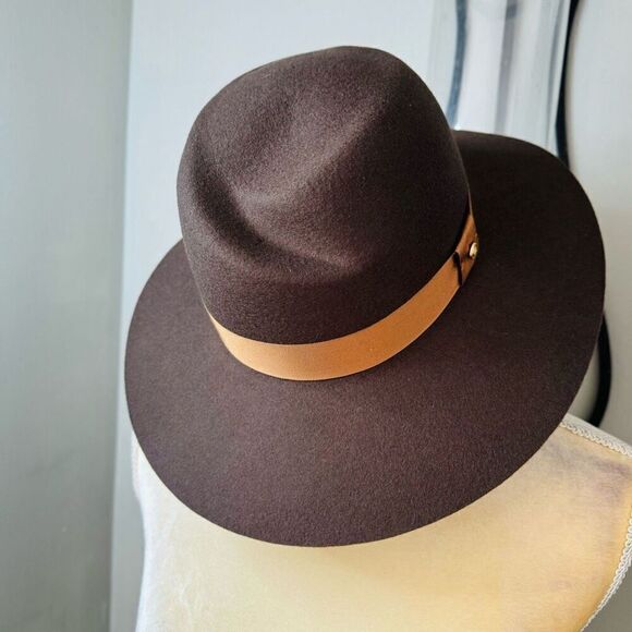 Rag & Bone‎ Zoe Wool Felt Fedora Hat, Spanish Style Brown Pecan, Small, NWT - Picture 1 of 14